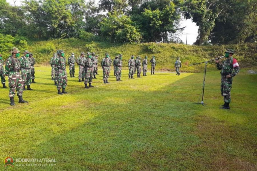 Asah Ketangkasan,Kodim Tegal Latihan Menembak Terapkan Protokol Kesehatan