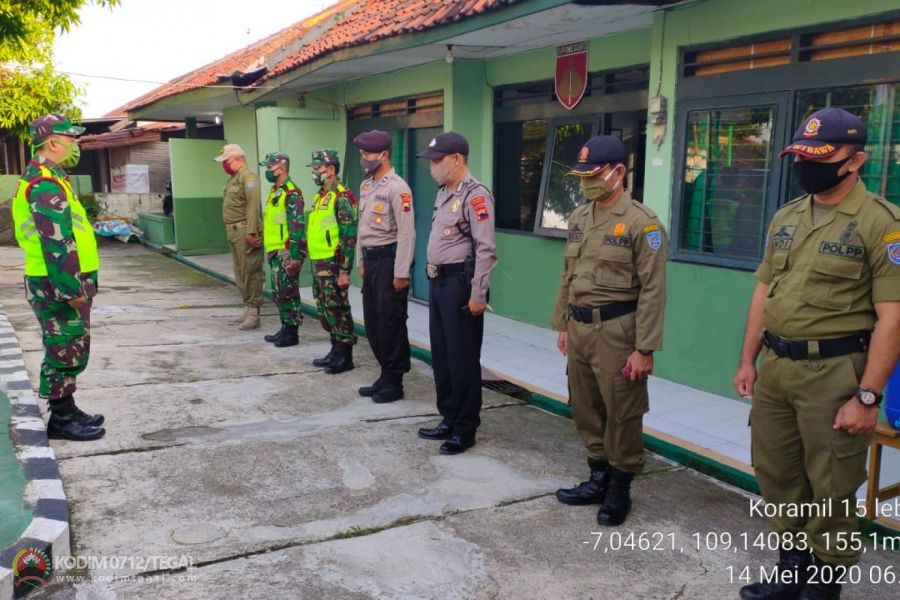 Apel Pengecekan Patroli, Satgas COVID-19 Di Kecamatan Lebaksiu