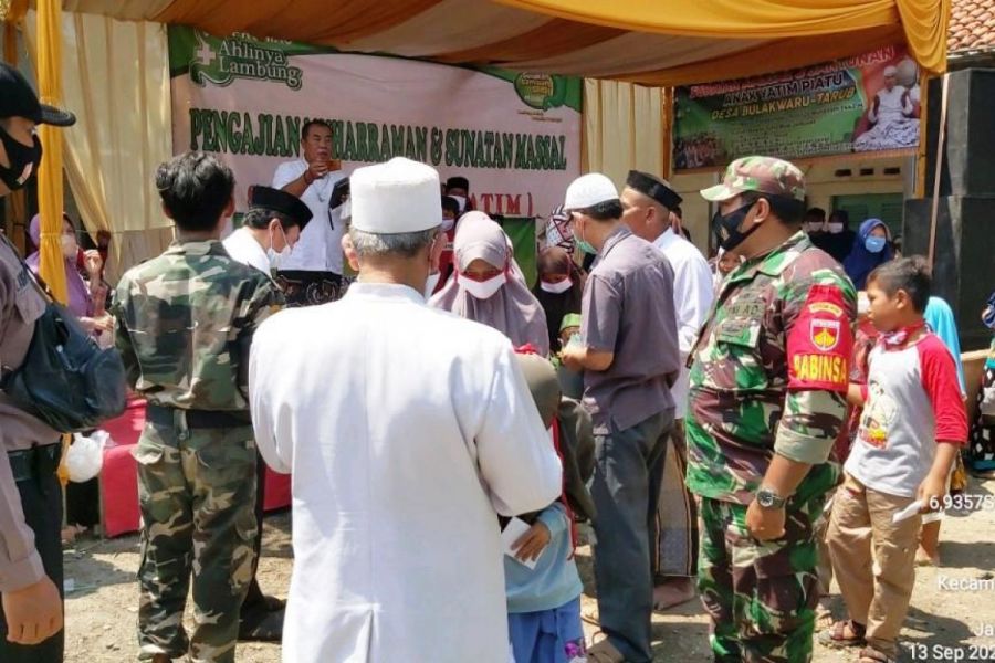 Pengajian, Sunatan Masal Dan Santunan Anak Yatim Di Desa Bulakwaru Terapkan Protokol Kesehatan