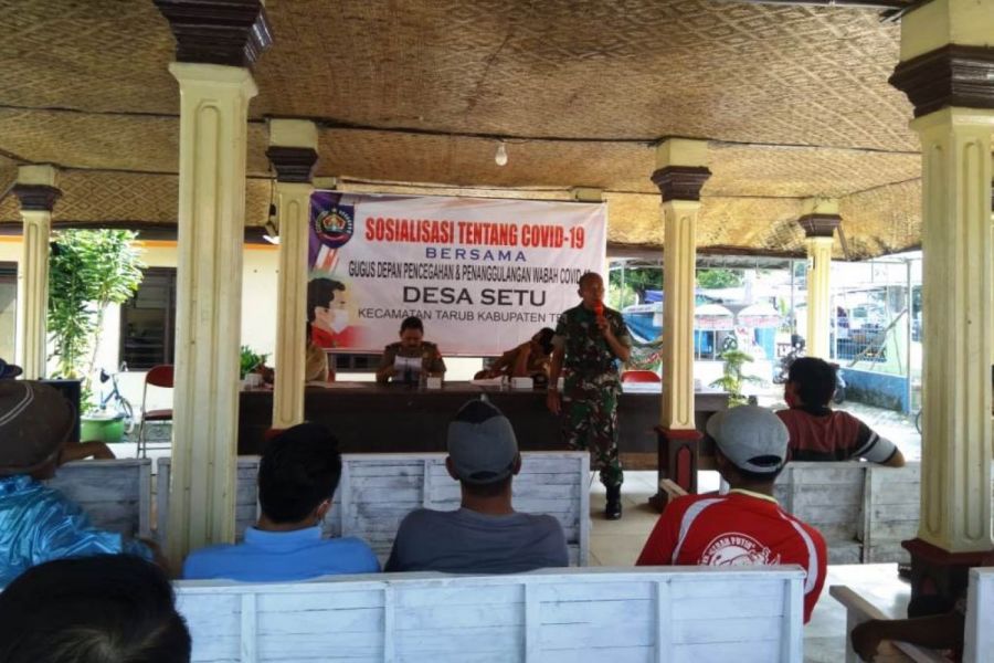 Danramil Tarub Sampaikan Sosialisasi Covid-19 Bersama Gugus Depan Penanggulangan Covid-19