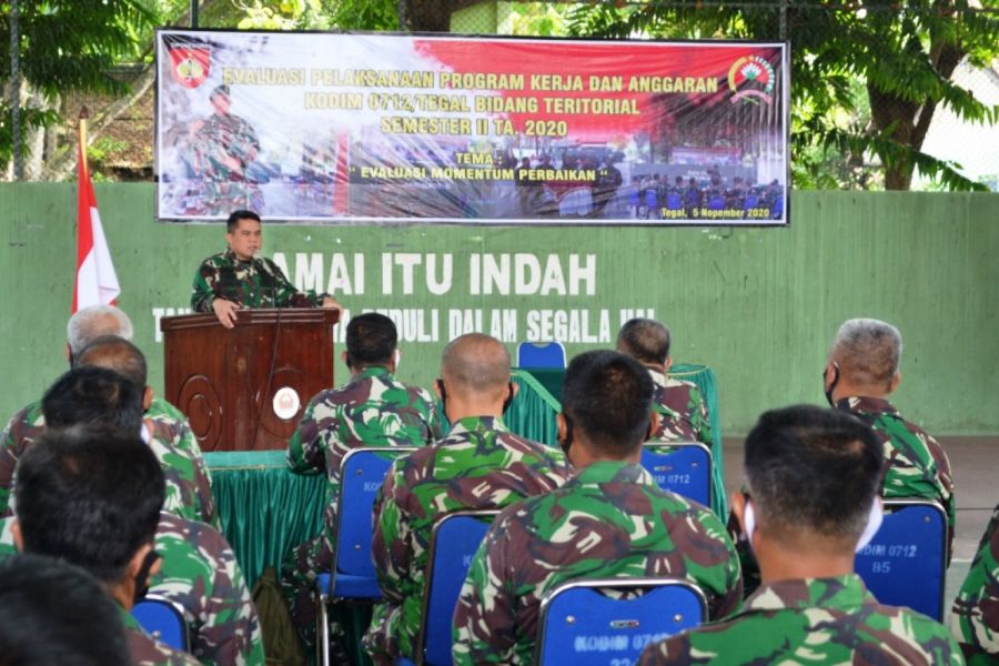 Kodim 0712/Tegal Laksanakan Kegiatan Evaluasi Pelaksanaan Progja dan Anggaran Semester II TA. 2020