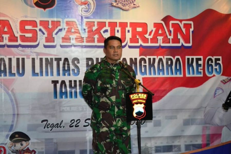 Wujud Sinergitas TNI Polri, Kodim 0712/Tegal Menghadiri Tasyakuran Hari Lalu Lintas Bhayangkara