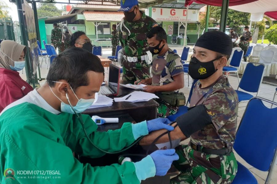 Anggota Kodim Tegal dan Jajarannya Kembali Disuntik Vaksin Sinovak Tahap II