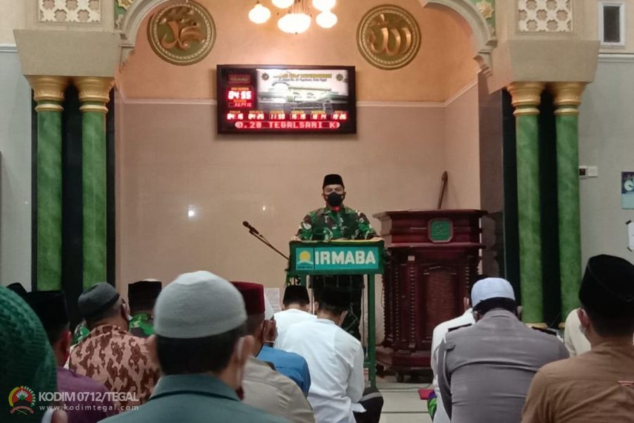 Gelaran ke-4 Safari Subuh Sosialisasi Prokes 5 M Kodim 0712/Tegal