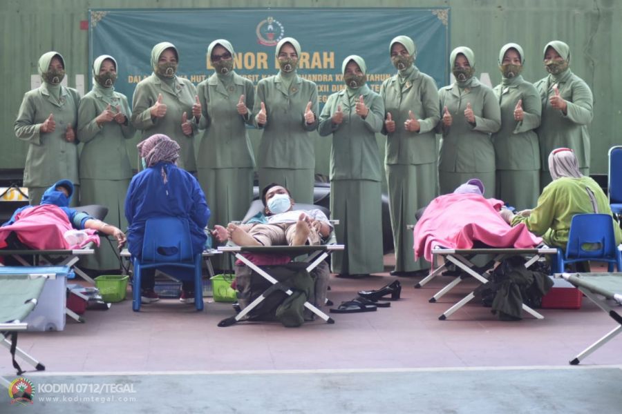 Setetes Darah Untuk Kemanusiaan, Persit Kodim 0712 Tegal Gelar Donor Darah