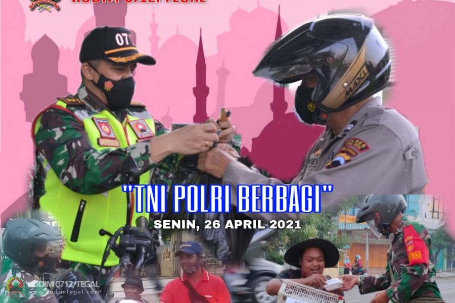 Wujud Sinergitas, TNI Polri Kota Tegal Bersinergi Berbagi di Bulan Suci Ramadhan