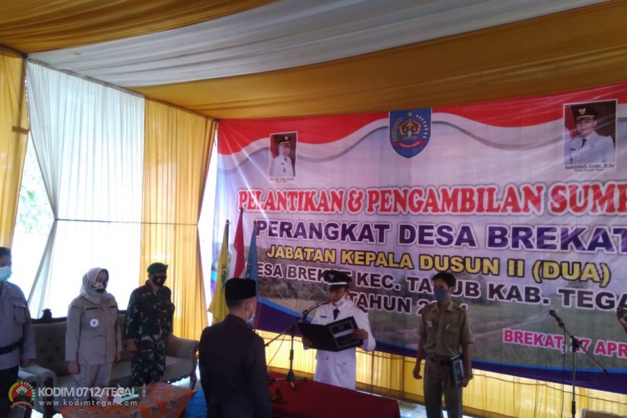 Danramil 09/Tarub Hadiri Pelantikan Pejabat Perangkat Desa Brekat