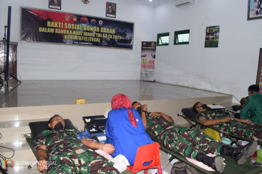 Donor Darah Dalam Rangka HJK di Wilayah Kodim Tegal Sebagai Wujud Kepedulian Kepada Sesama