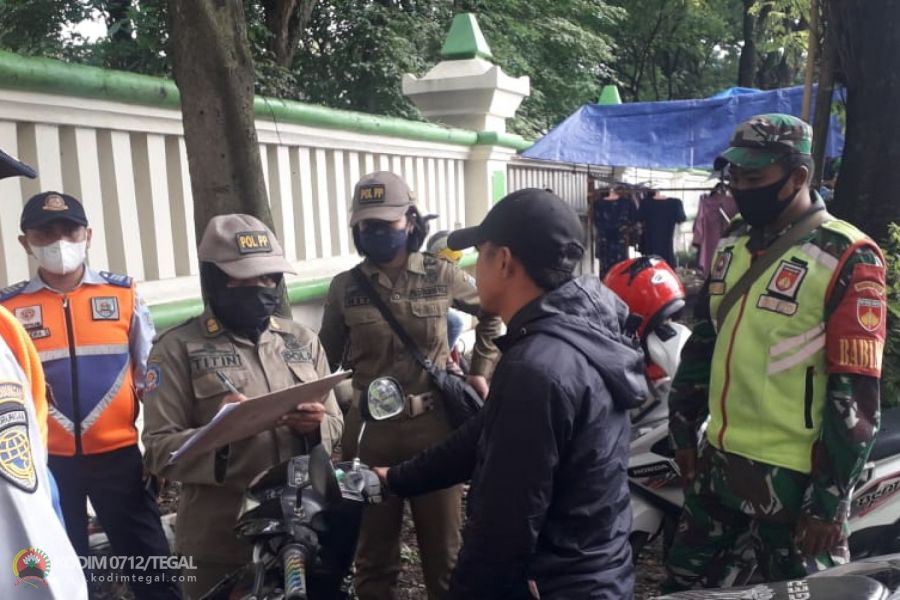 Masih PPKM LEVEL 3 Kabupaten Tegal, Satgas Covid 19 Kodim 0712/Tegal Terus Gencarkan Operasi Yustisi