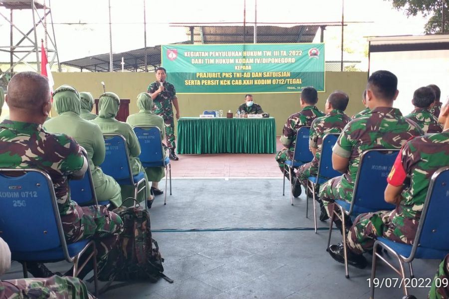 Tingkatkan Pengetahuan Hukum, Kodim 0712/Tegal menerima Penyuluhan Hukum Dari Kumdam 4/Diponegoro.