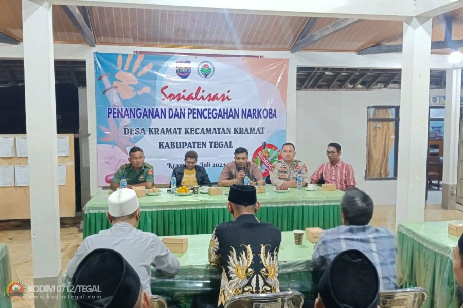 Babinsa Koramil Kramat Hadiri Sosialisasi Penanganan Dan Pencegahan Narkoba Desa Kramat