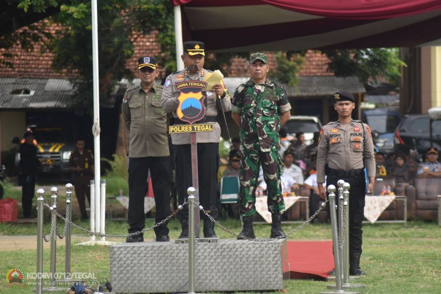 Dalam Rangka Siaga Bencana dan Kontinjensi Kapolres, Dandim dan Pj Bupati Tegal Pimpin Apel Bencal