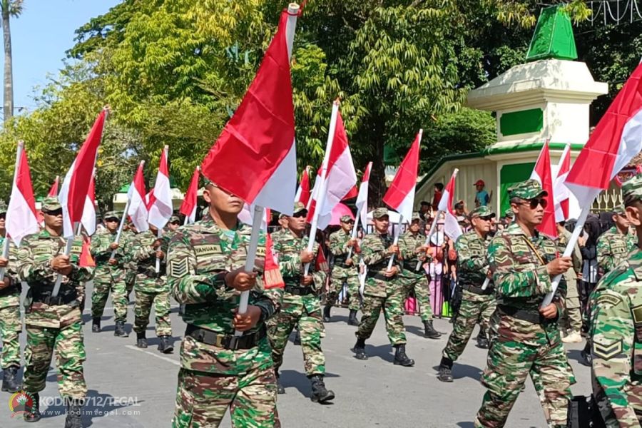 Kodim 0712 Tegal Ikuti Karnaval HUT RI Ke-79 Tingkat Kabupaten Tegal