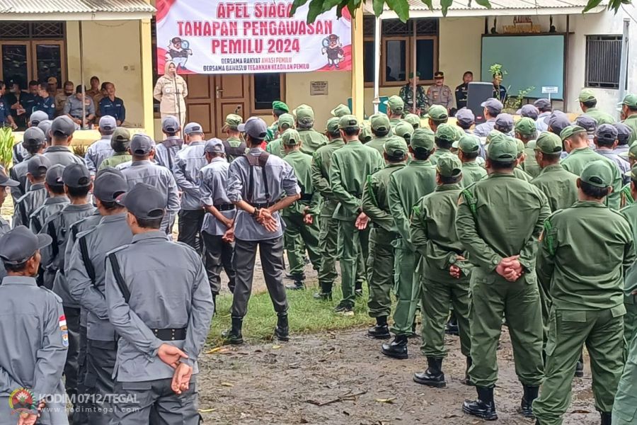 Danramil Talang Hadiri Apel Kesiapan Pengawasan Pemilu 2024 Kecamatan Talang