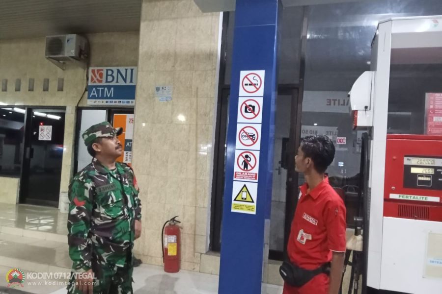 Babinsa Tarub Melaksanakan Patroli Dan Pemantauan Objek Vital SPBU