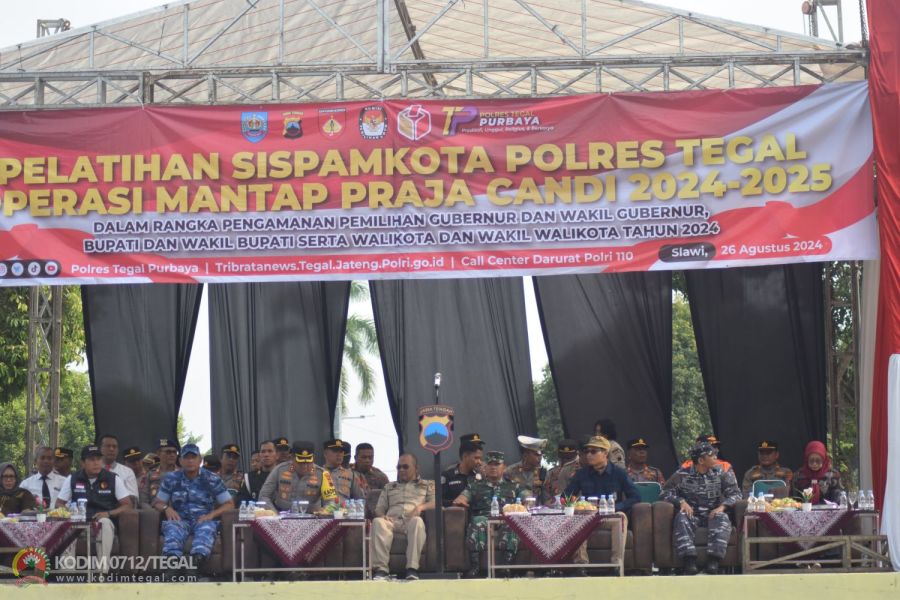 Dandim Tegal Hadiri Pelatihan Sispamkota Polres Tegal Dalam Rangka Pilkada 2024