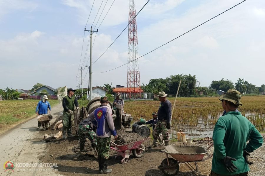 Program TMMD Sengkuyung Tahap II Kodim 0712 Tegal Di Desa Kesamiran Sudah Mencapai 65 Persen