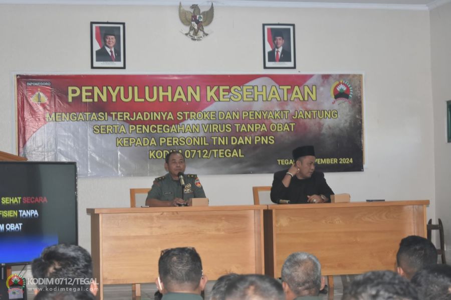 Anggota Kodim Tegal Dapat Penyuluhan Kesehatan Penyakit Struk dan Jantung Tanpa Obat