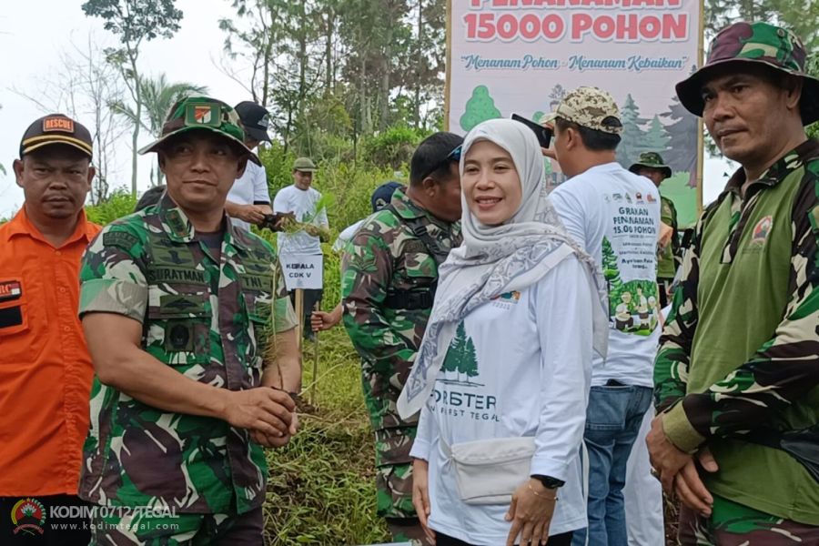 Kodim 0712 Tegal Ikuti Gerakan Penanaman Pohon Mendukung Implementasi Desa Peduli DAS Lestari