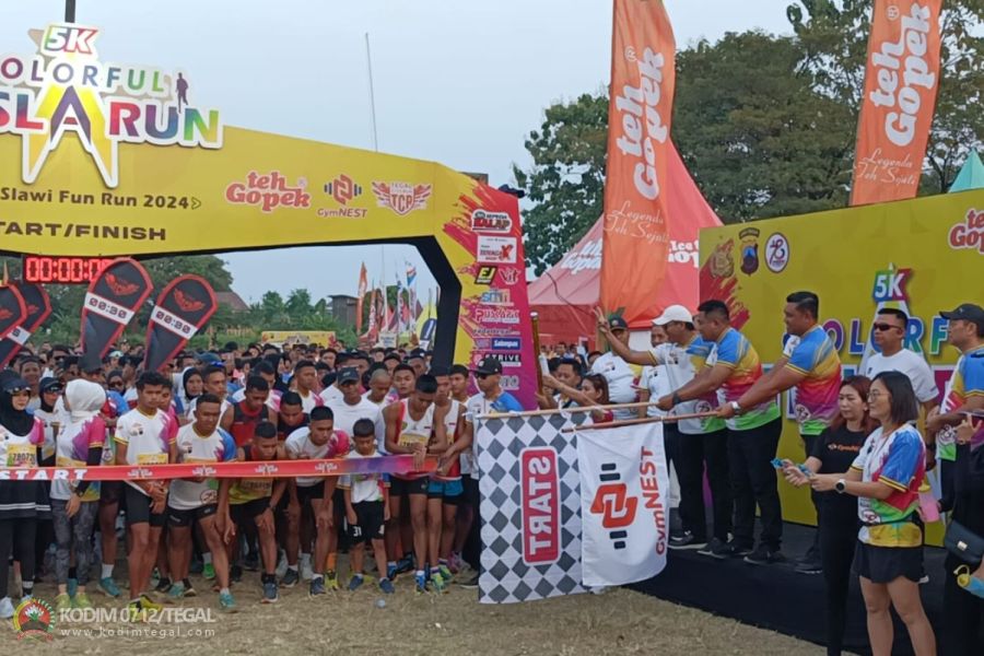 Dandim Tegal Hadiri Colorfull Tesla Run 2024 Hari Bhayangkara Ke-78 Tingkat Polres Tegal