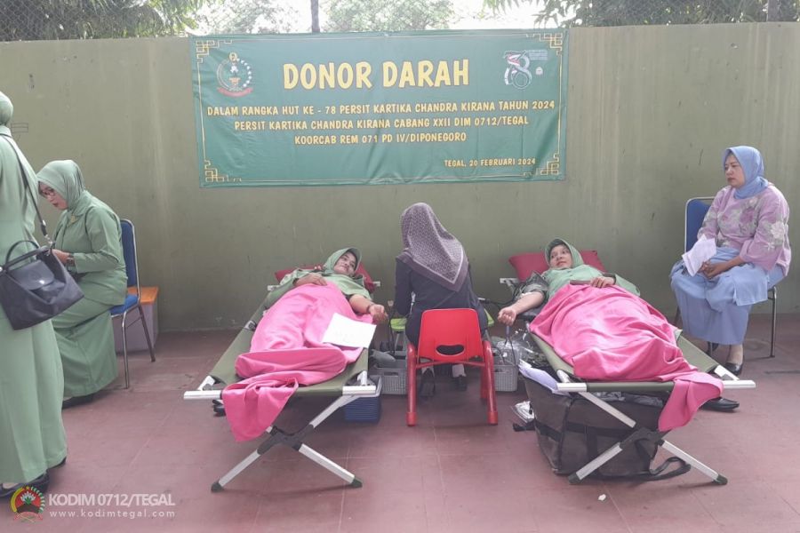Jelang HUT Persit Kartika Chandra Kirana, Persit Kodim Tegal Gelar Donor Darah