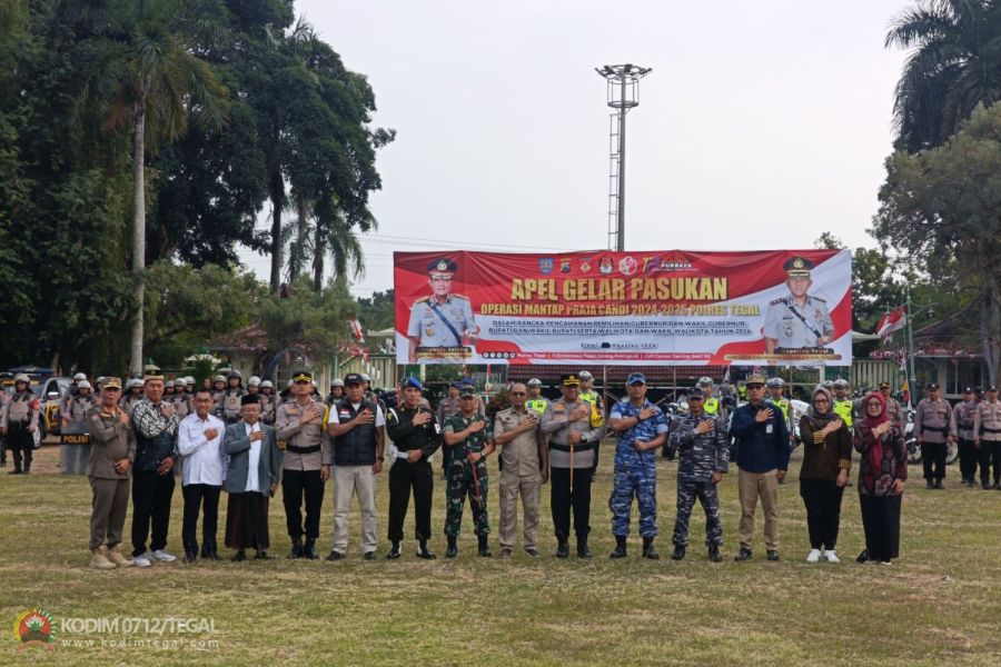 Dandim Tegal Hadiri Apel Gelar Pasukan Operasi Mantap Praja Candi 2024-2025 Tingkat Polres Tegal