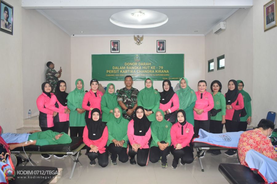 Peringati HUT ke-79 Persit, Kodim 0712 Tegal Gelar Donor Darah