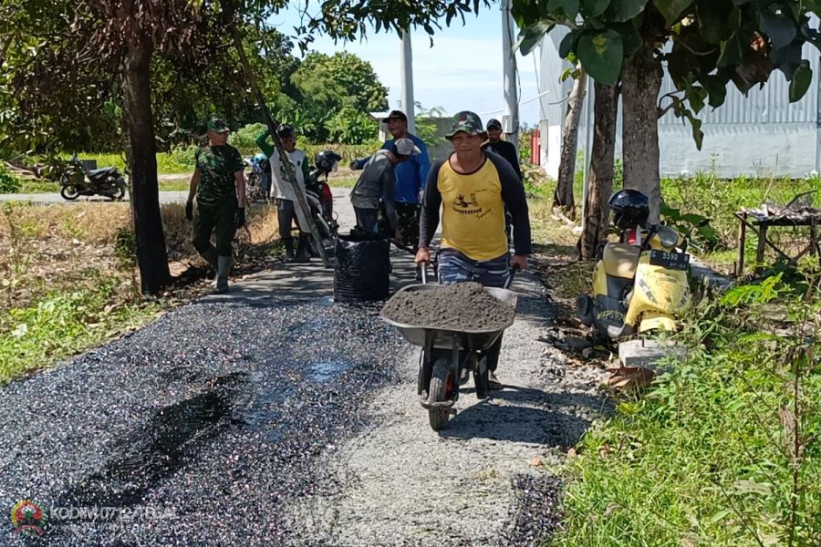 Sudah 57 % Tim Satgas TMMD Kodim Tegal Kebut Perbaikan Jalan